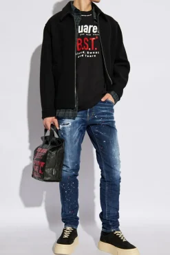Dsquared2 CZARNY T-shirt z nadrukiem
