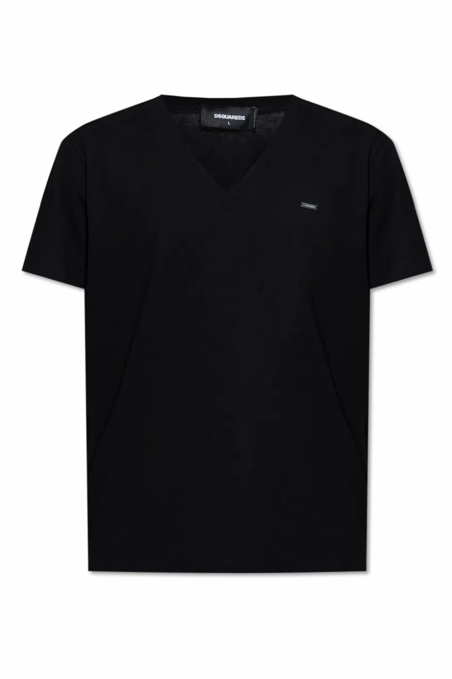 Dsquared2 CZARNY T-shirt z dekoltem w serek