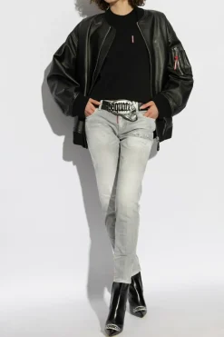Dsquared2 CZARNY T-shirt z kieszenią