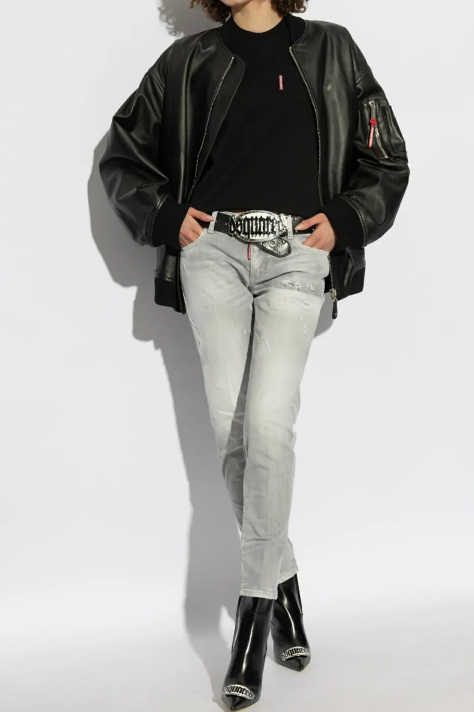 Dsquared2 CZARNY T-shirt z kieszenią