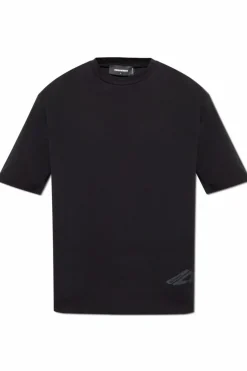 Dsquared2 CZARNY T-shirt z nadrukowanym logo