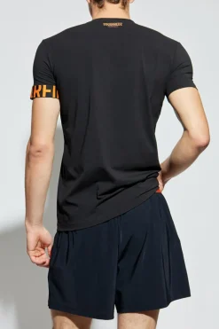 Dsquared2 CZARNY T-shirt z bieliźniany z okrągłym dekoltem
