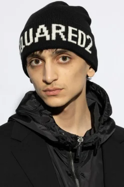 Dsquared2 CZARNY Wełniana czapka