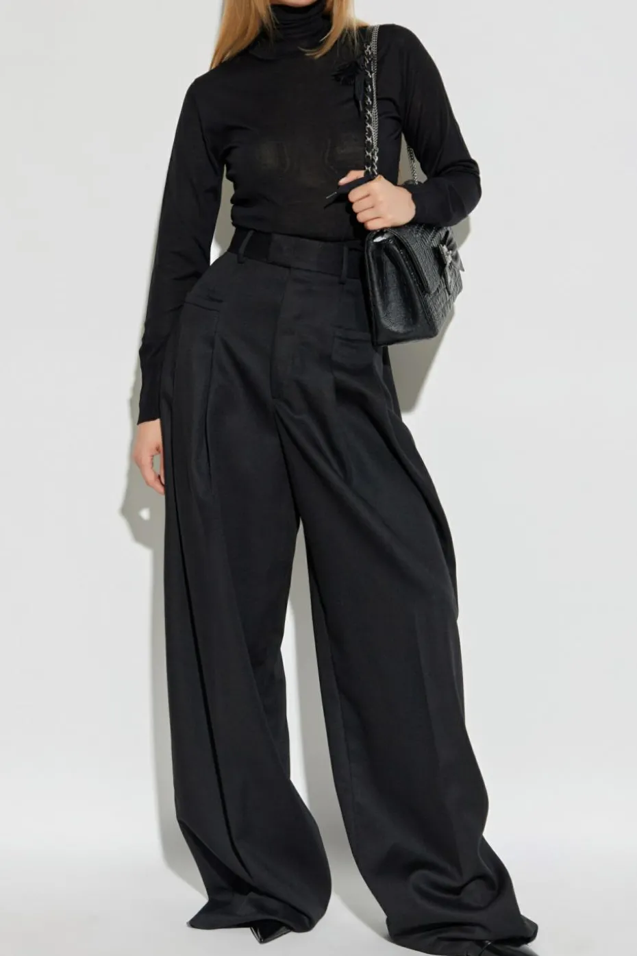 Dsquared2 CZARNY Wełniane spodnie