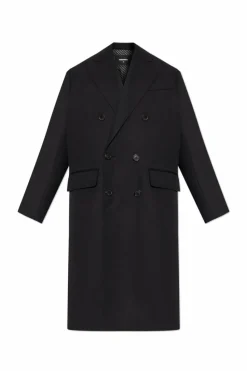 Dsquared2 CZARNY Wełniany płaszcz
