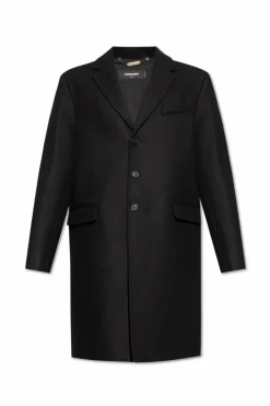 Dsquared2 CZARNY Wełniany płaszcz