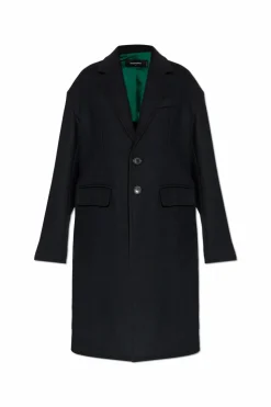 Dsquared2 CZARNY Wełniany płaszcz