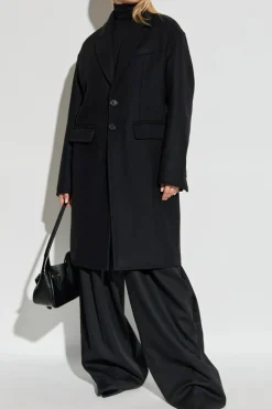 Dsquared2 CZARNY Wełniany płaszcz