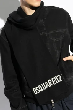 Dsquared2 CZARNY Wełniany szal