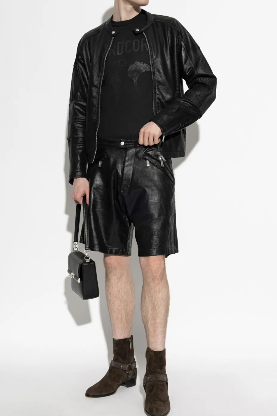 Dsquared2 CZARNY Woskowane szorty