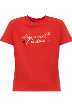Dsquared2 CZERWONY T-shirt z nadrukiem