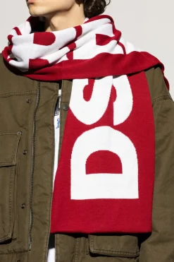 Dsquared2 CZERWONY Wełniany szal