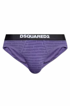 Dsquared2 FIOLETOWY Bawełniane slipy z logo