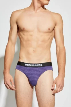 Dsquared2 FIOLETOWY Bawełniane slipy z logo