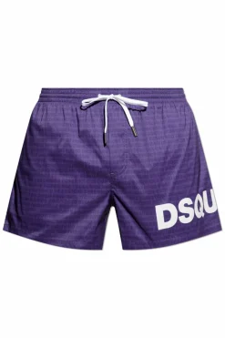 Dsquared2 FIOLETOWY Szorty kąpielowe z monogramem