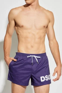 Dsquared2 FIOLETOWY Szorty kąpielowe z monogramem