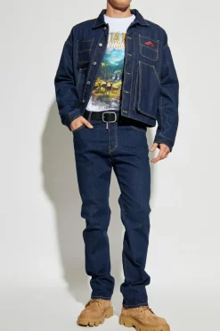 Dsquared2 GRANATOWY Jeansowa kurtka