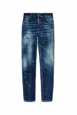 Dsquared2 GRANATOWY Jeansy `Medium Waist Jennifer`