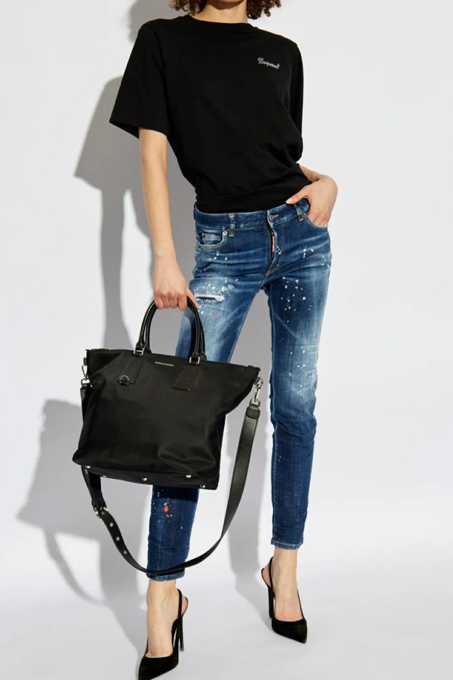 Dsquared2 GRANATOWY Jeansy `Medium Waist Jennifer`
