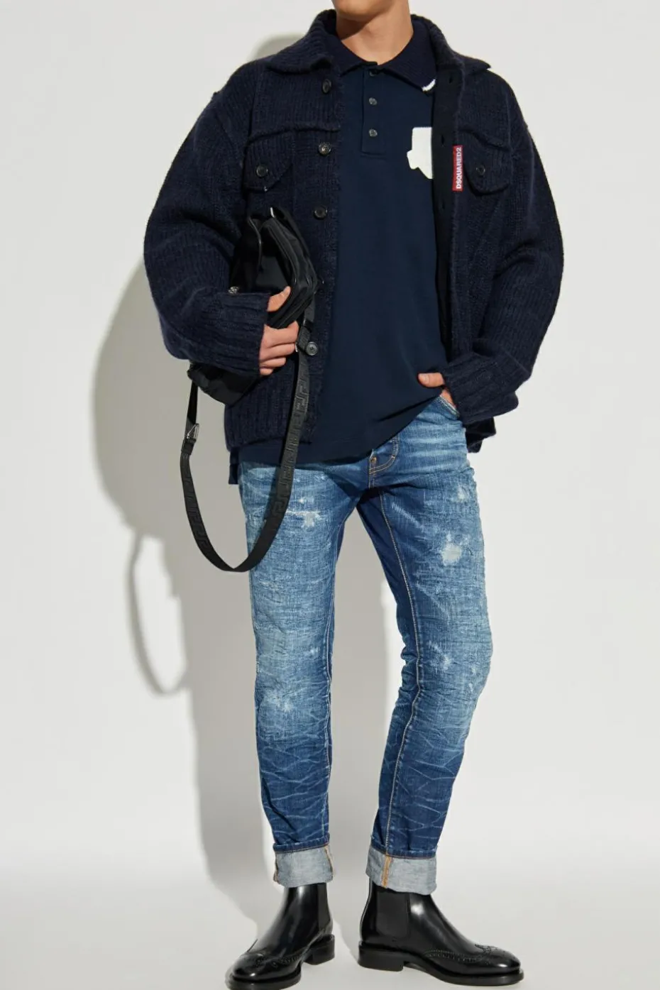 Dsquared2 GRANATOWY Jeansy `Cool Guy`