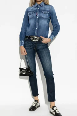 Dsquared2 GRANATOWY Koszula jeansowa
