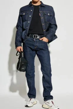 Dsquared2 GRANATOWY Kurtka z łączonych materiałów