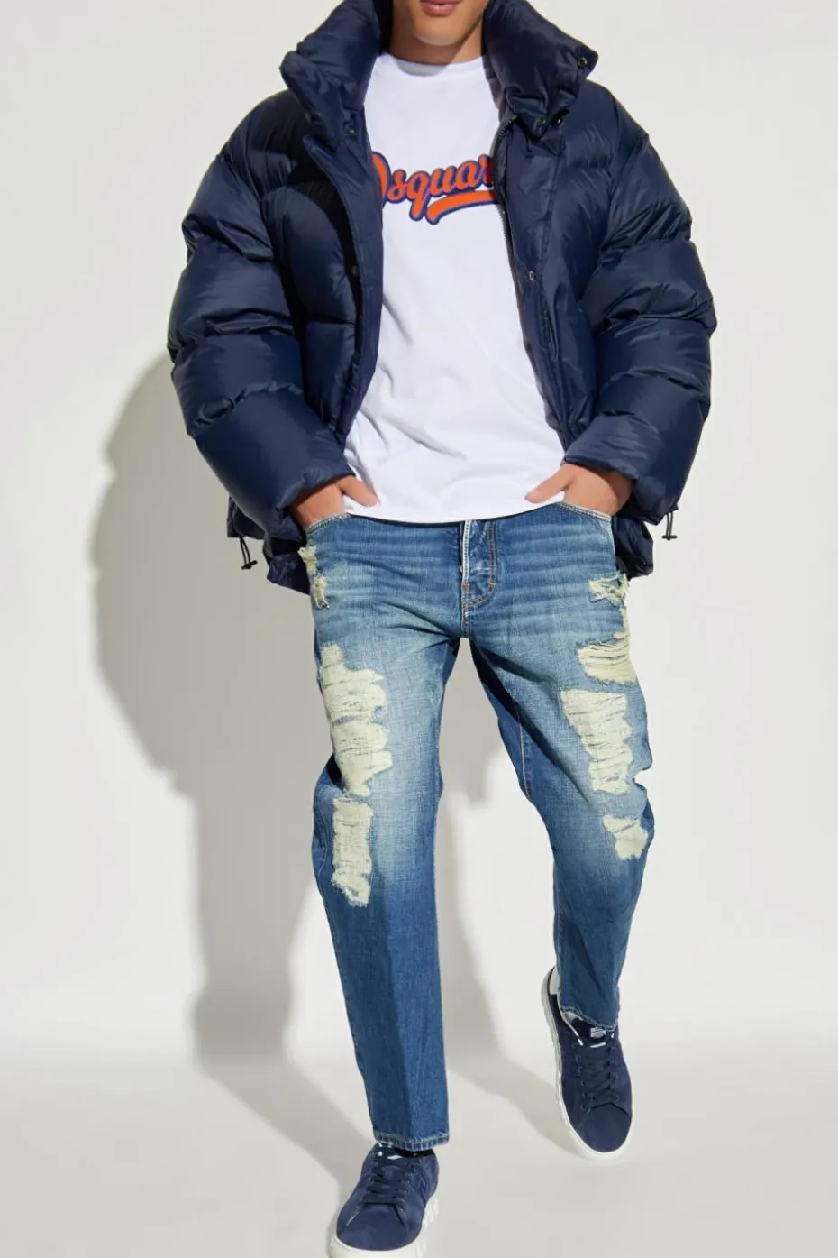 Dsquared2 GRANATOWY Ocieplana kurtka