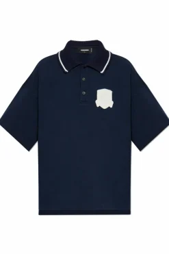Dsquared2 GRANATOWY Polo z naszywką
