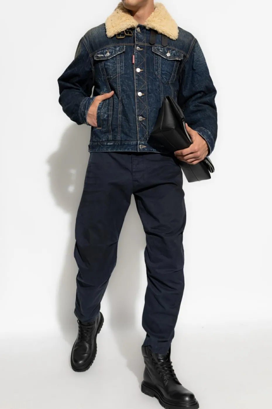 Dsquared2 GRANATOWY Spodnie z logo