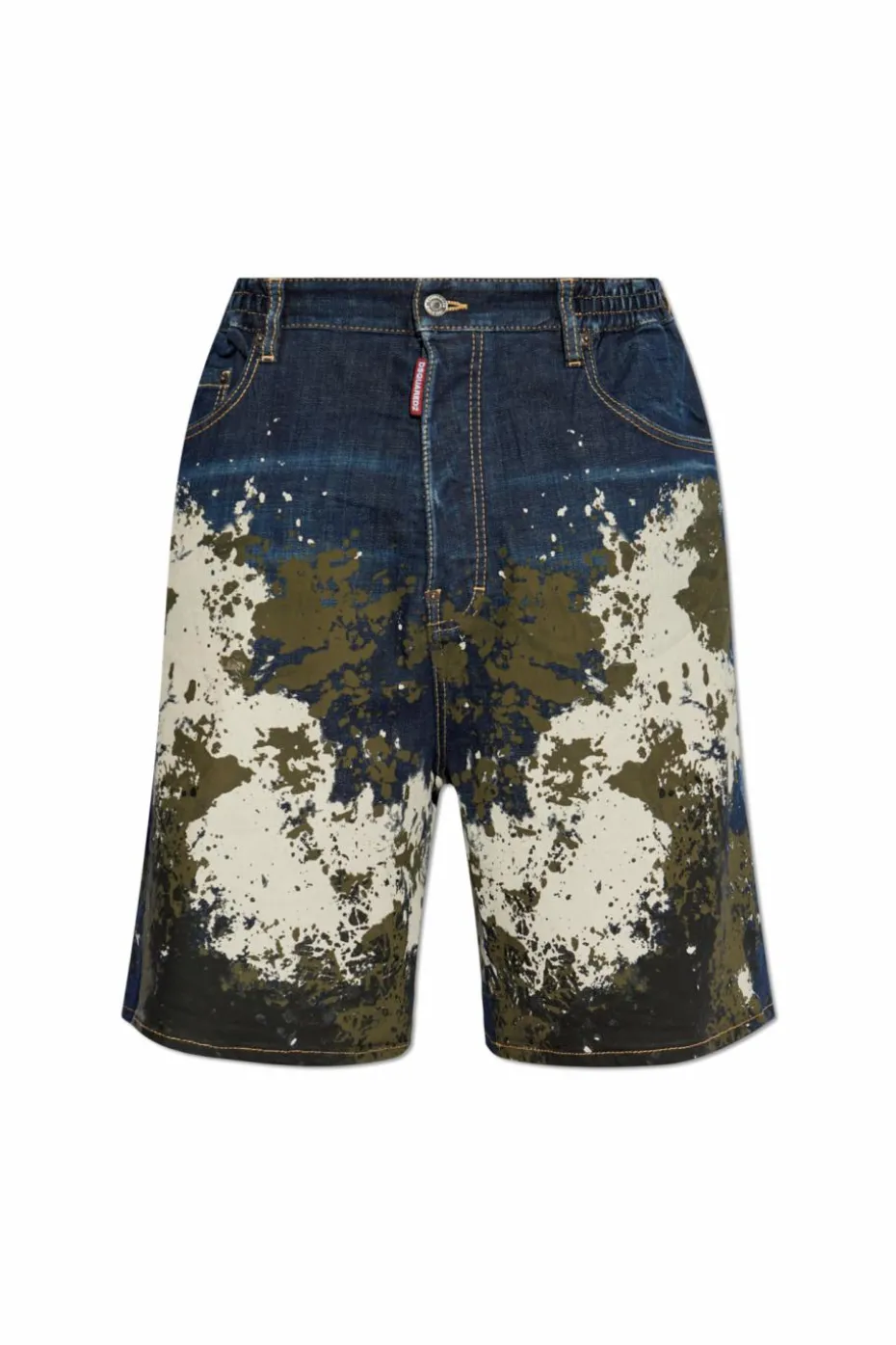 Dsquared2 GRANATOWY Szorty z efektem plam po frabie