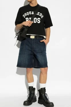 Dsquared2 GRANATOWY Szorty jeansowe `Snatch`