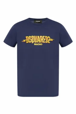 Dsquared2 GRANATOWY T-shirt z logo