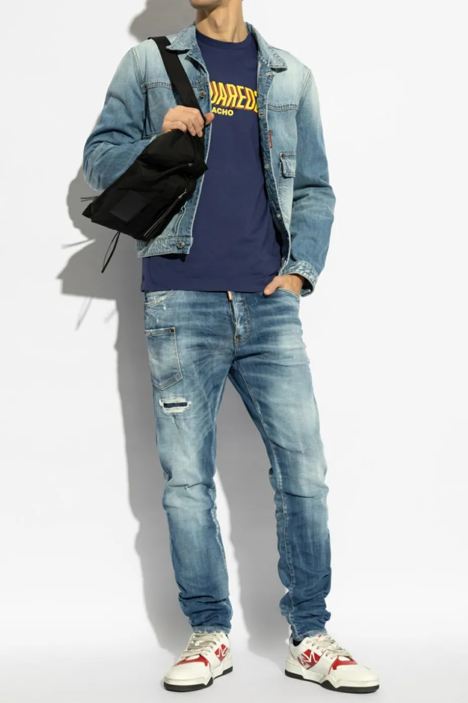 Dsquared2 GRANATOWY T-shirt z logo