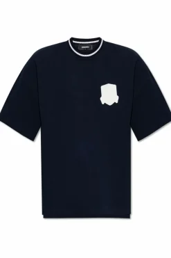 Dsquared2 GRANATOWY T-shirt z naszywką