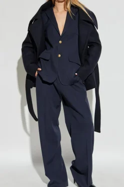 Dsquared2 GRANATOWY Wełniany płaszcz