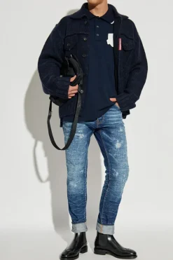 Dsquared2 GRANATOWY Wełniany kardigan