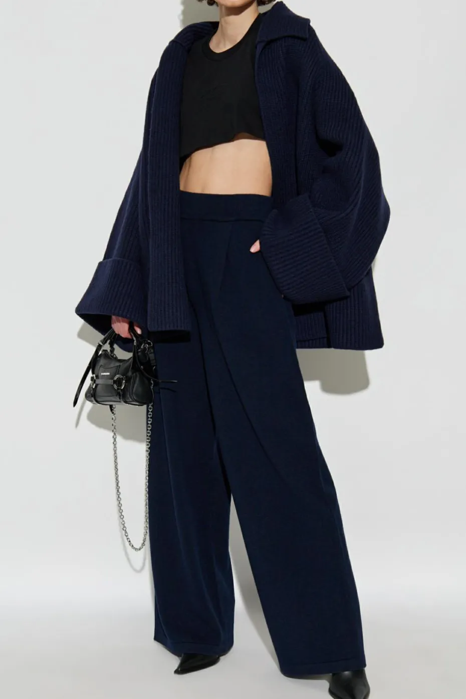 Dsquared2 GRANATOWY Wełniany kardigan