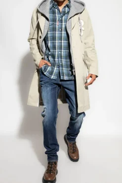 Dsquared2 kremowy Bawełniany płaszcz