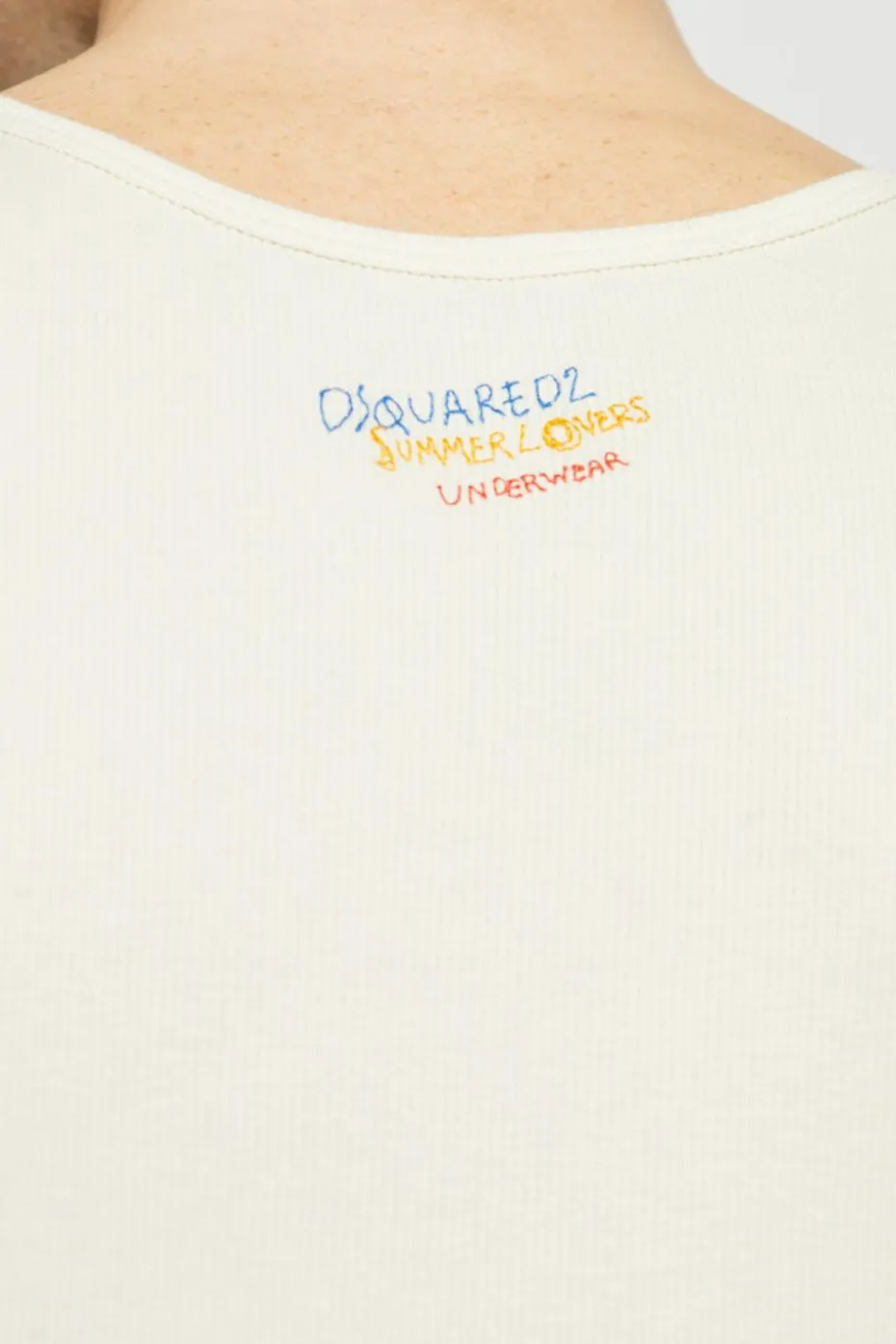 Dsquared2 kremowy T-shirt bez rękawów kapsuła 'Summer Lovers'