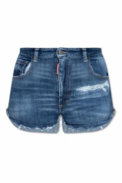 Dsquared2 NIEBIESKI Szorty z wysokim stanem