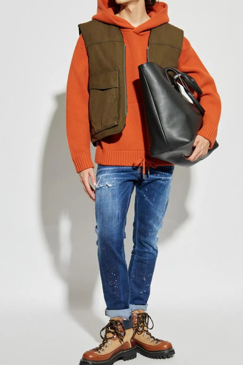 Dsquared2 POMARAŃCZOWY Wełniany sweter