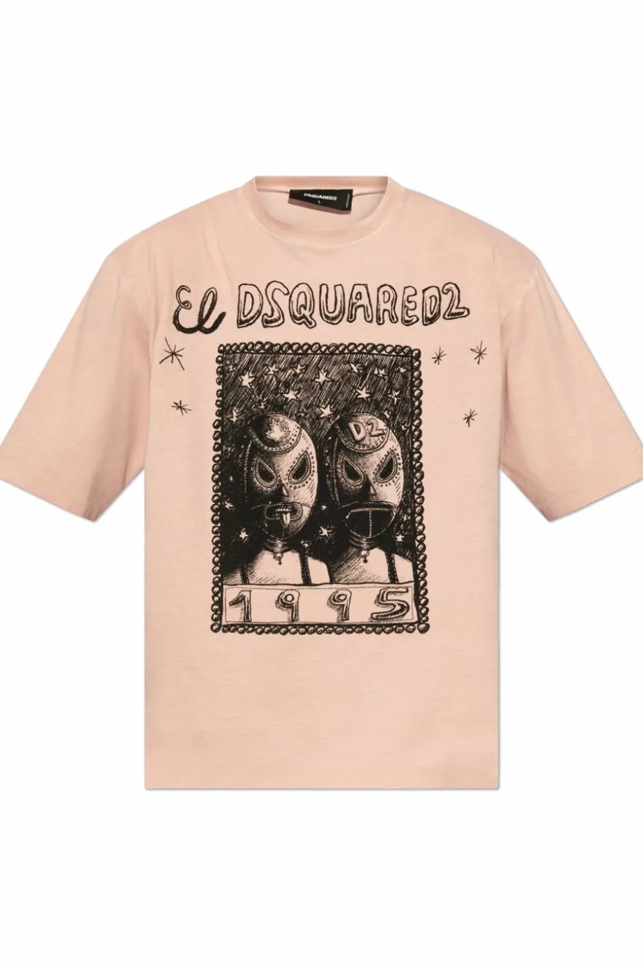 Dsquared2 RÓŻOWY T-shirt z wyszytym wzorem