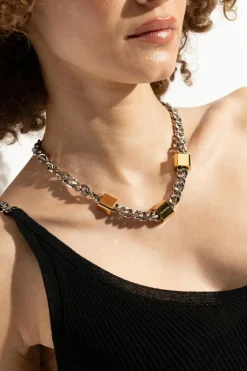 Dsquared2 SREBRNY Naszyjnik z wygrawerowanym logo