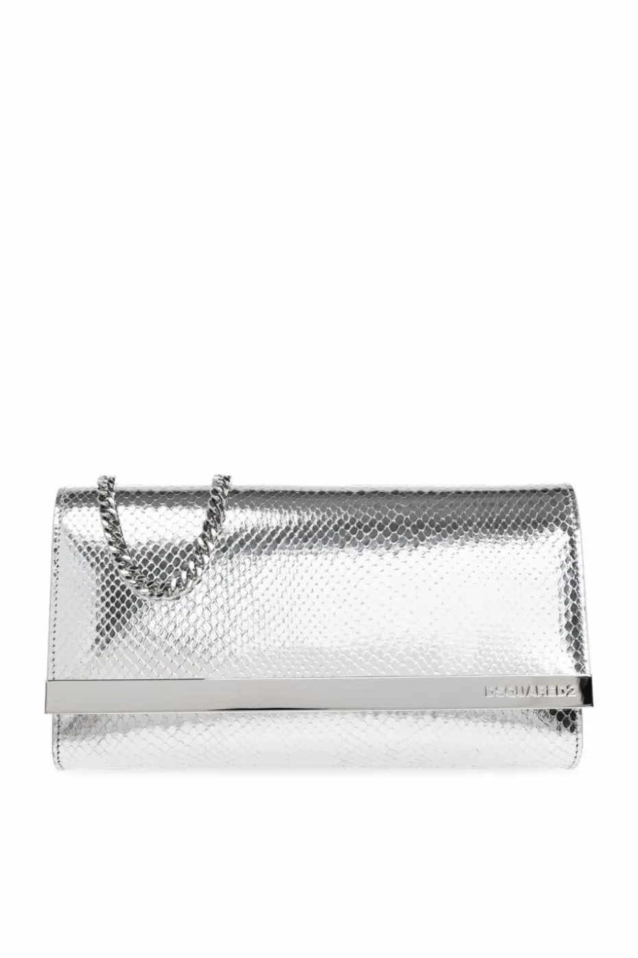Dsquared2 SREBRNY Skórzana kopertówka