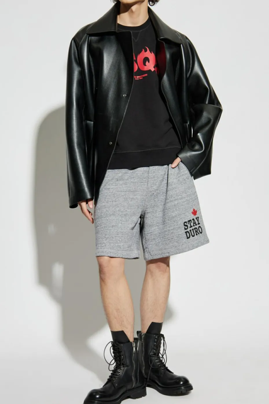 Dsquared2 SZARY Bawełniane szorty