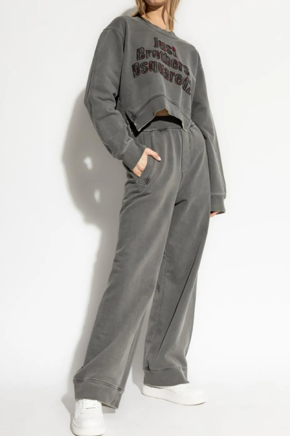 Dsquared2 SZARY Bluza z efektem `vintage`