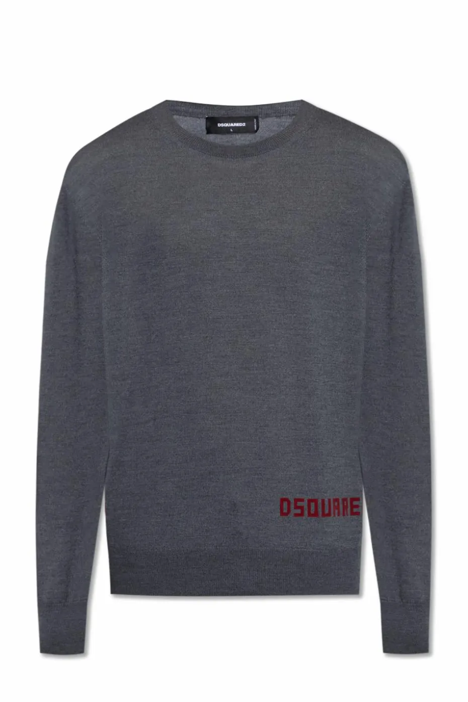 Dsquared2 SZARY Sweter z logo o aksamitnym wykończeniu