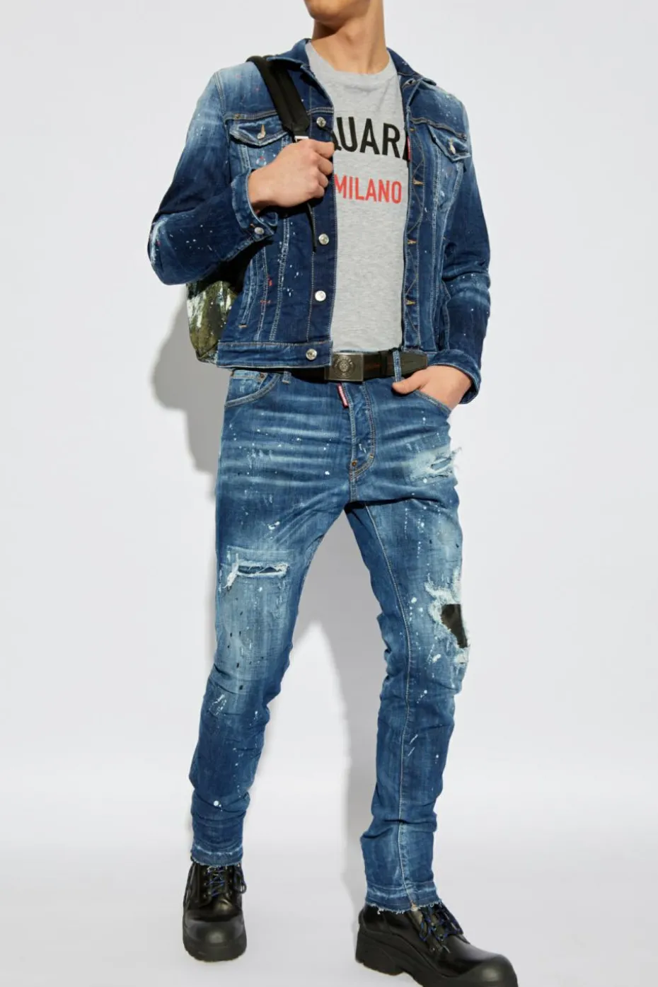 Dsquared2 SZARY T-shirt z nadrukiem