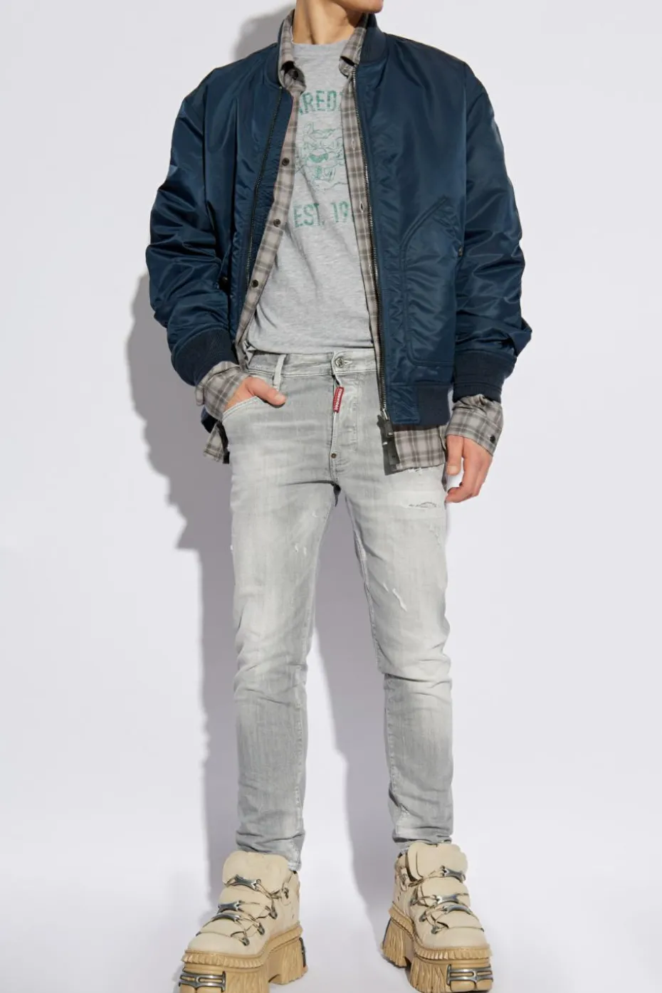Dsquared2 SZARY T-shirt z nadrukiem