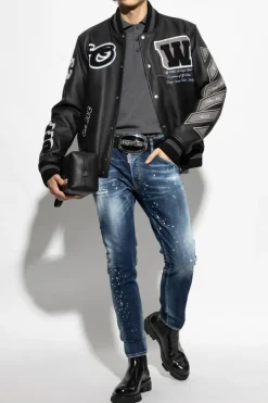 Dsquared2 SZARY Wełniane polo z wyszytym logo